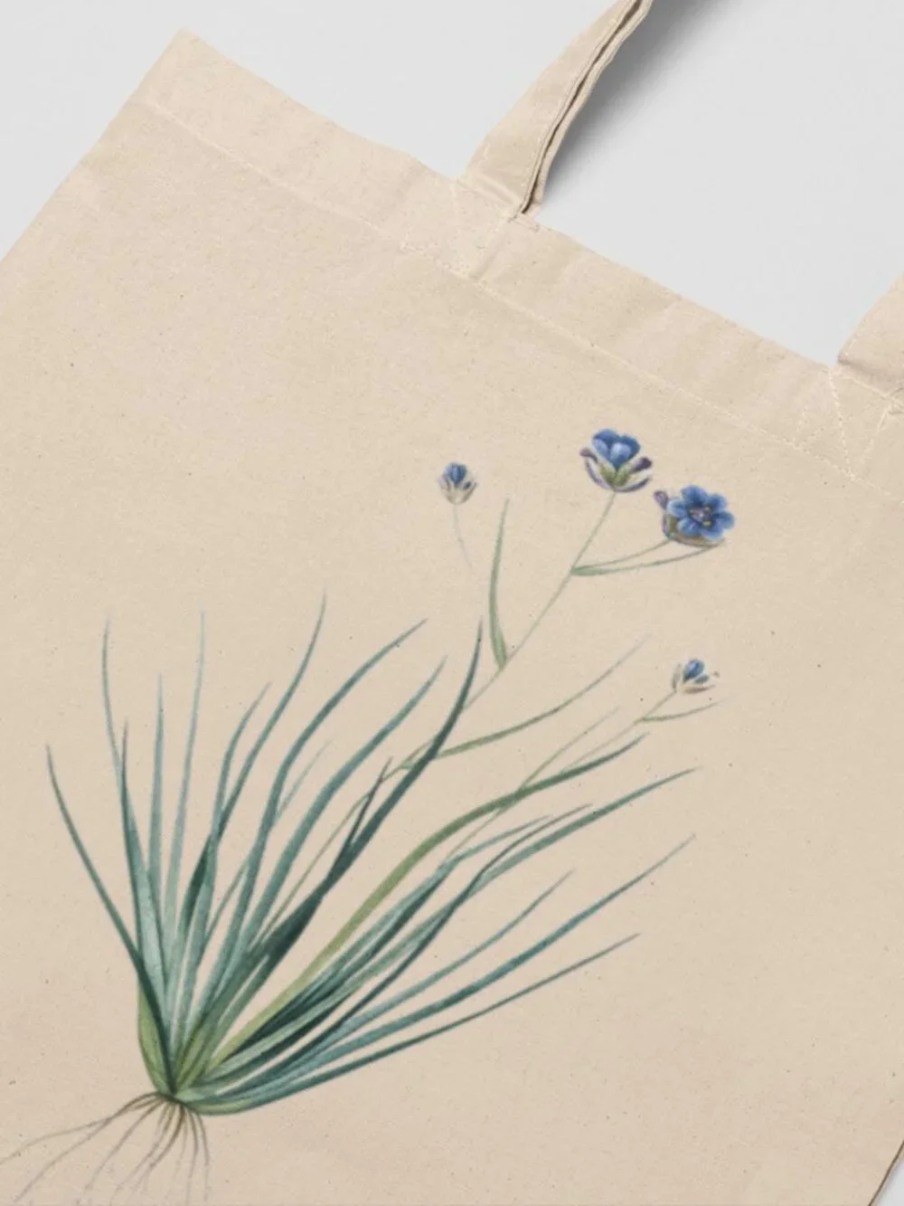 Blue Rush-Lily Vintage Floral Print Graphic Canvas Tote Bag